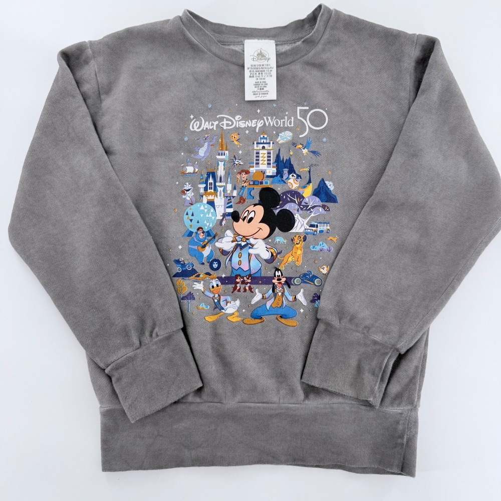 Disney Parks Kids Mickey Mouse WDW 50th Anniversary Crewneck Sweatshirt Size S